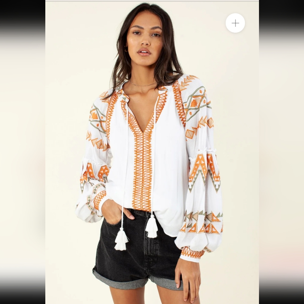 Hale Bob Los Angeles Terra Embroidered Top L